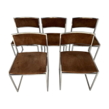 5 chairs in chrome steel and alcantara 1970