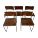 Set de 5 chaises en acier chromé et alcantara 1970