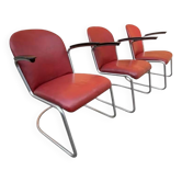 Willem hendrik gispen, set of 3 armchairs 413 art deco modernist, structure