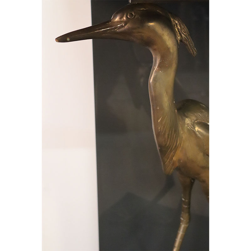 Vintage lacquered wooden console decorated with brass herons 1970