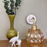 Vintage globe angled wall light in bubbled glass