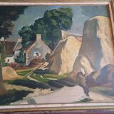 Oil on Canvas 19th Signed Breton Landscape