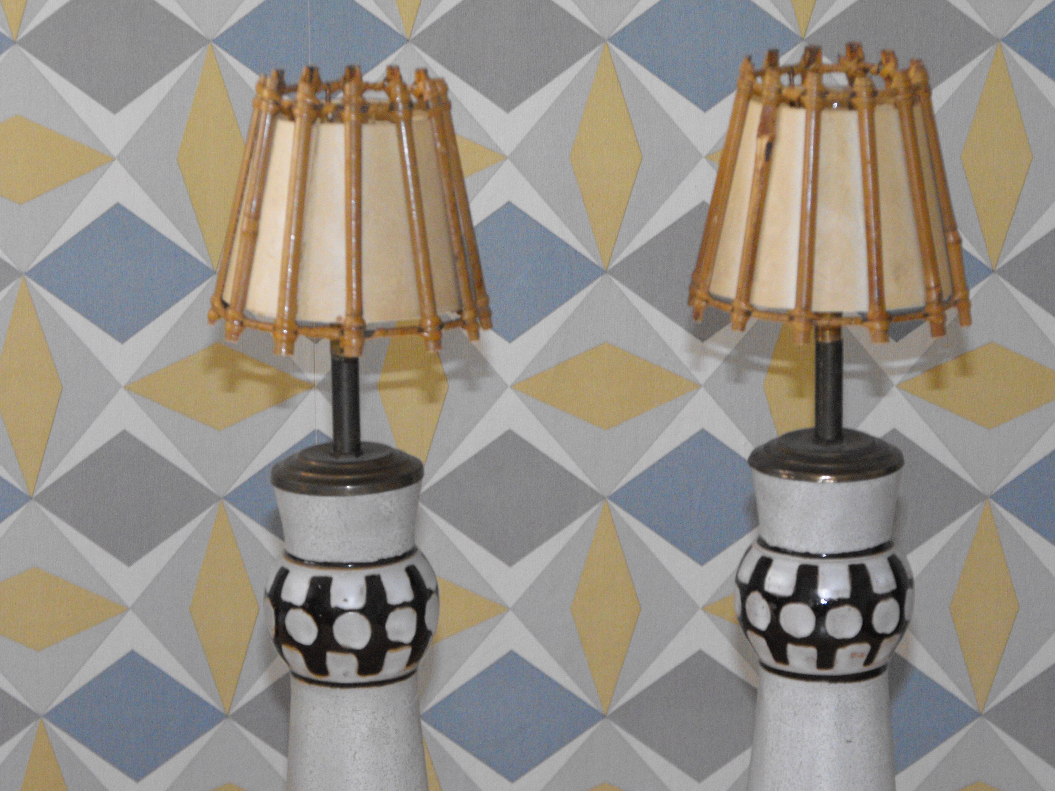 A pair of italian ceramic table lamps 1960