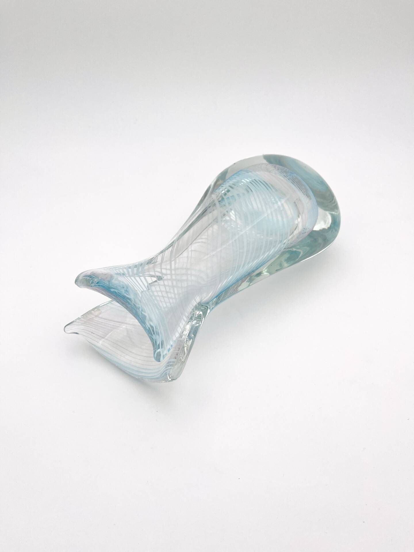Vase Sculpture Murano Zanfirico Filigree Sommerso Blue Pink White