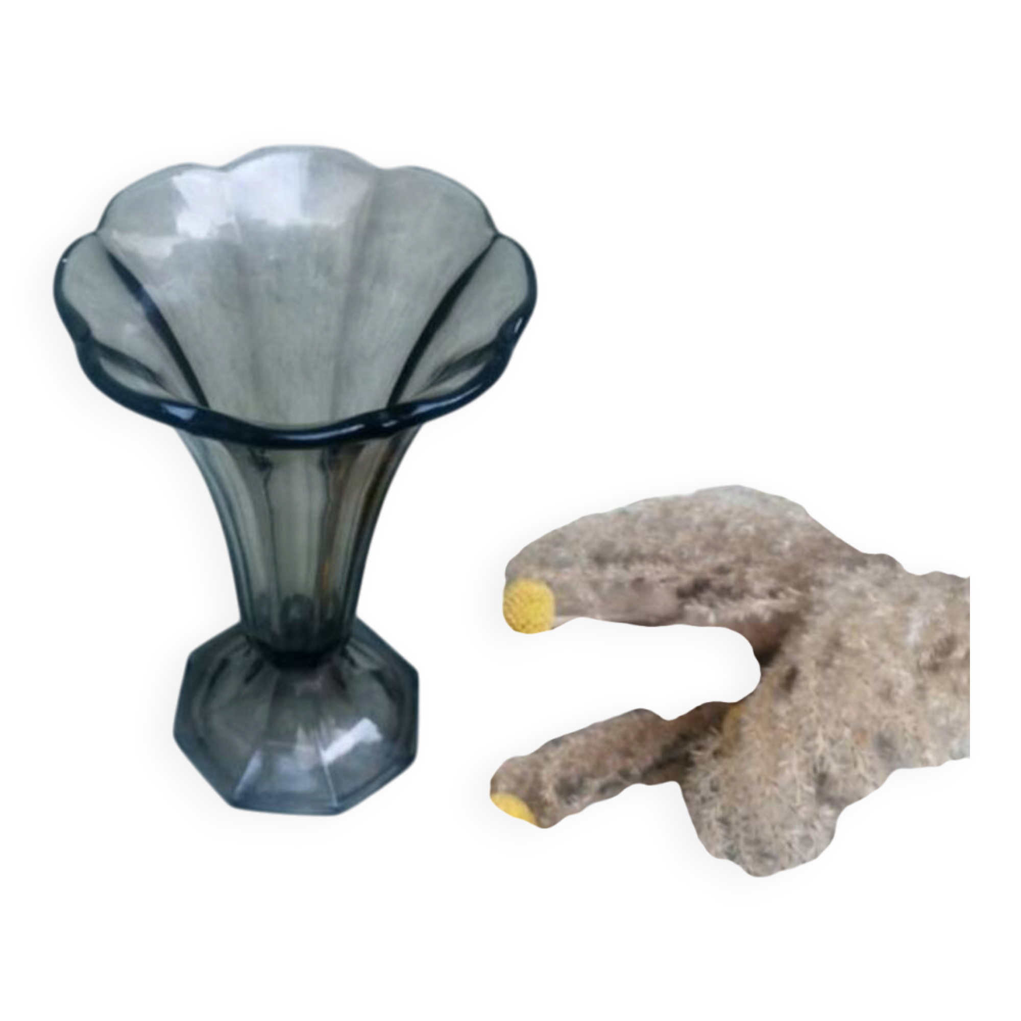 Smoked glass tulip vase