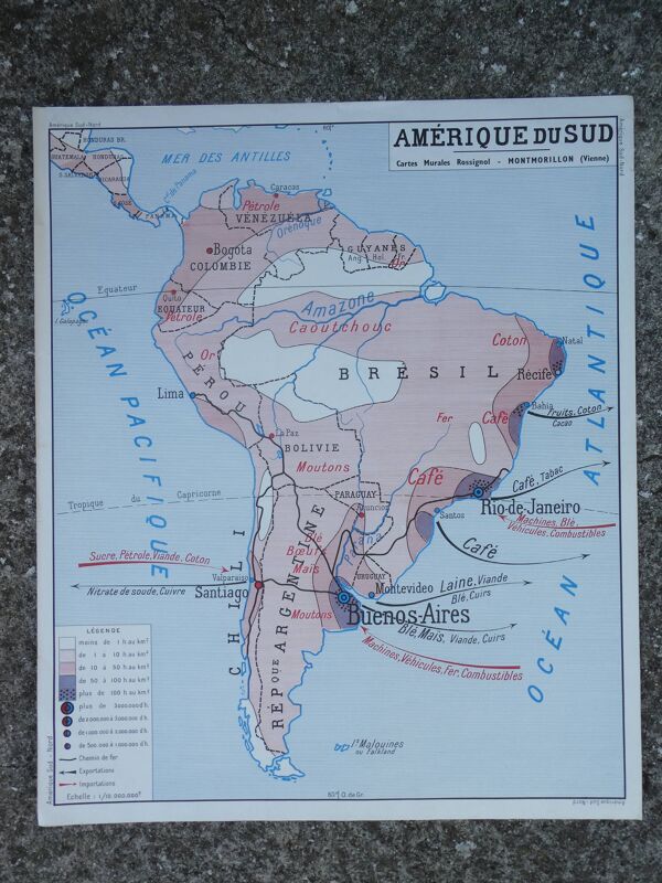 Affiche-carte Scolaire Rossignol : Amérique Du Nord États-Unis / Amérique du sud.