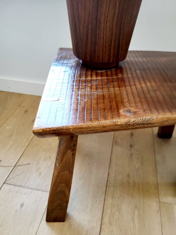 Banc ou table d'appoint en bois massif de tronc d'arbre, style brutaliste, 1960
