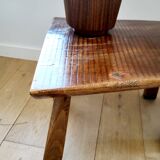 Banc ou table d'appoint en bois massif de tronc d'arbre, style brutaliste, 1960
