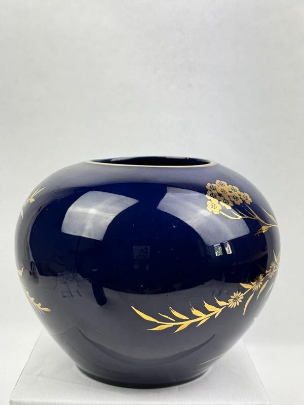 Vase boule Bavaria ''Echt Cobalt'' en porcelaine bleue et or 22k, années 60-70