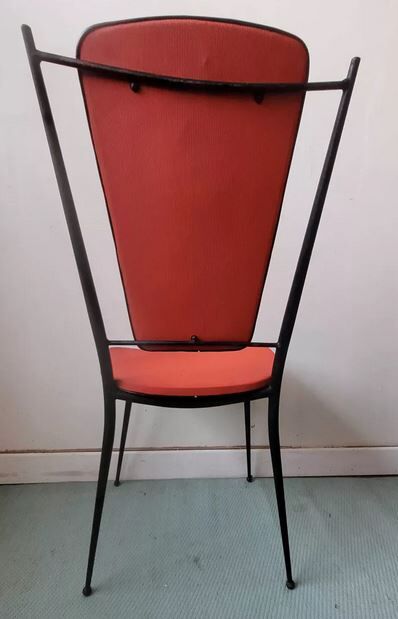 Pair of vintage chairs metal black skai red