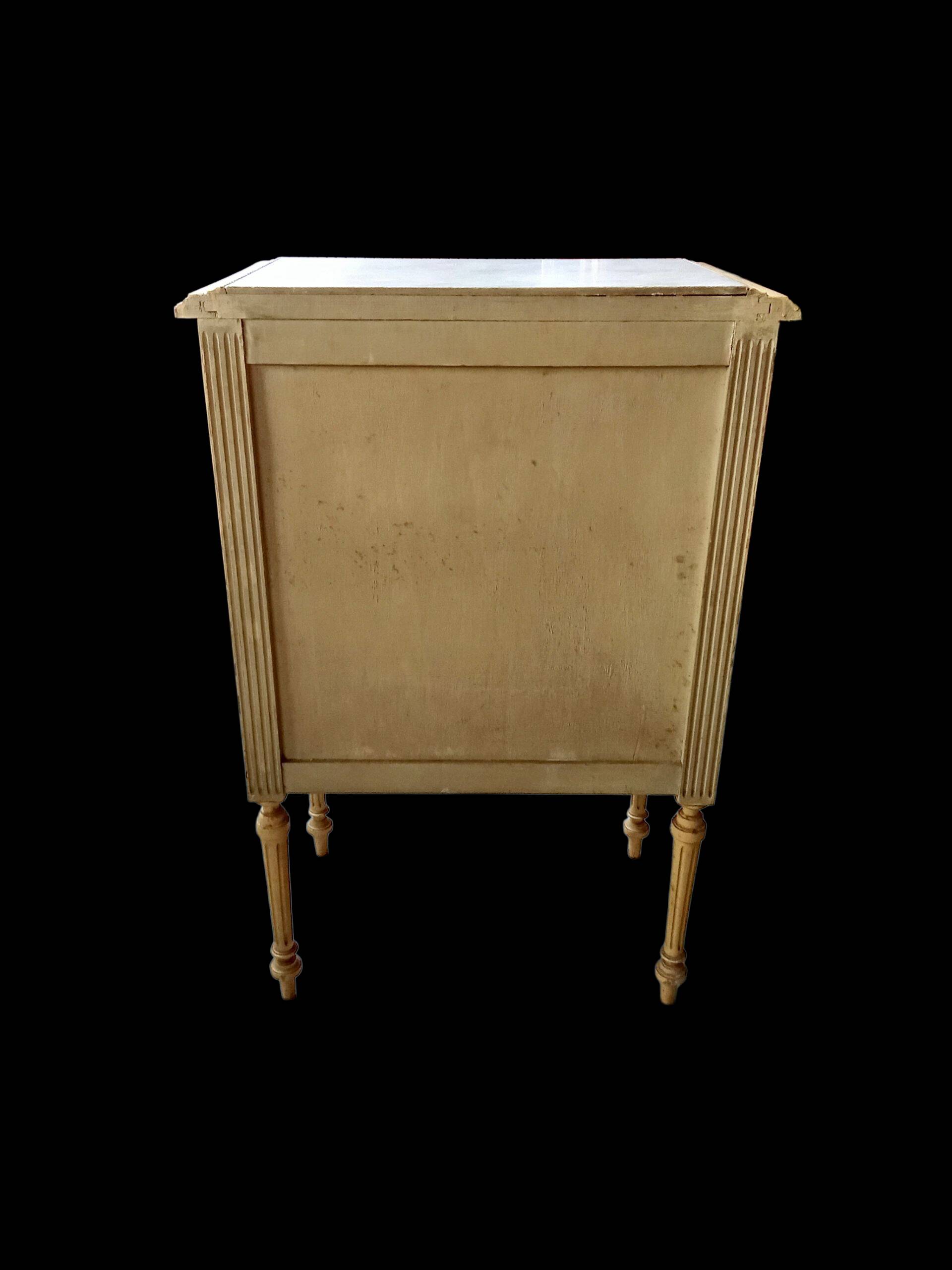 Antique small side table, Louis XVI style chest of drawers