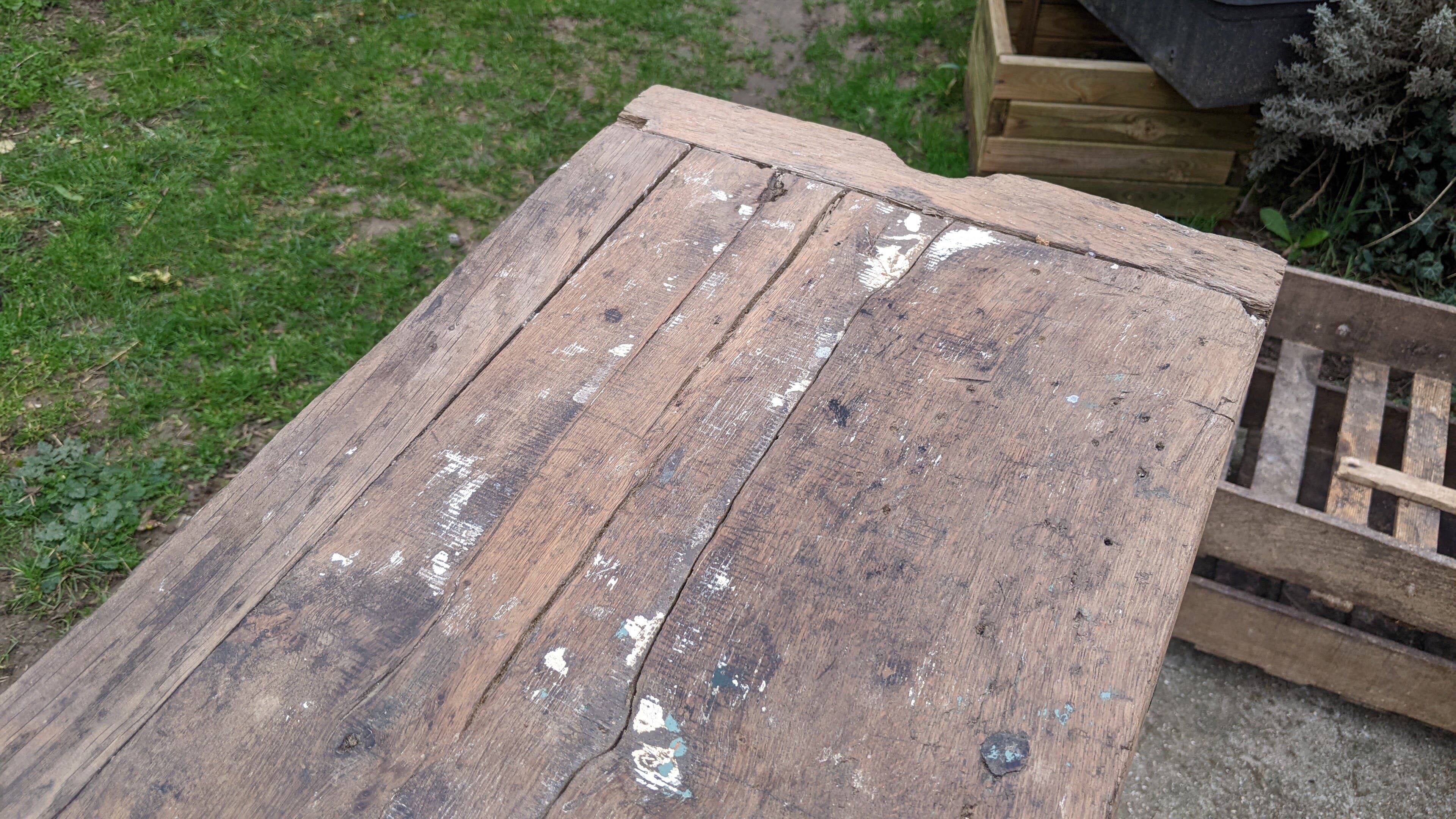 Old solid oak carpenter's workbench