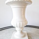 Large vintage white earthenware Medici vase