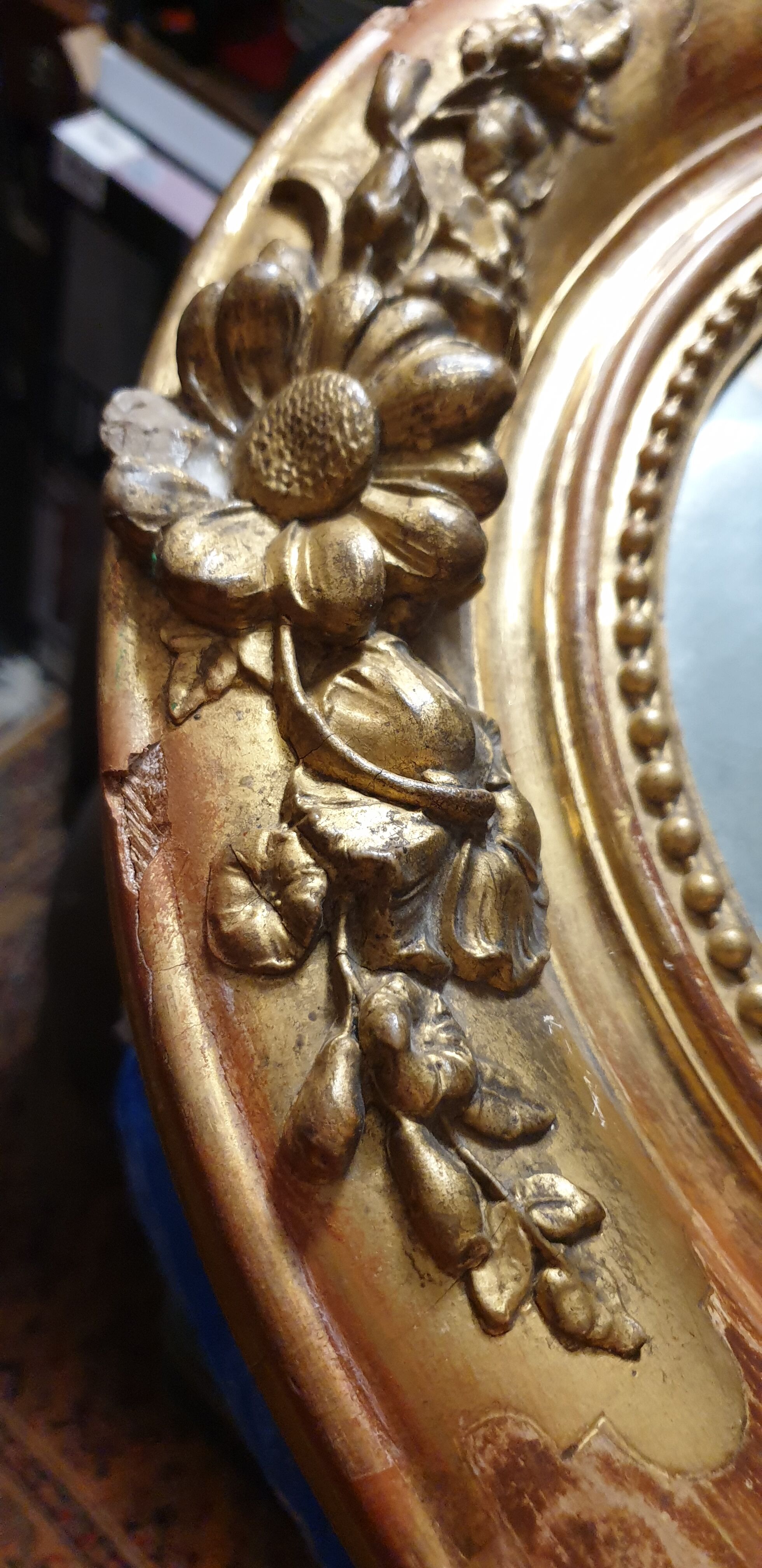 Oval mirror XIXth 43x56cm