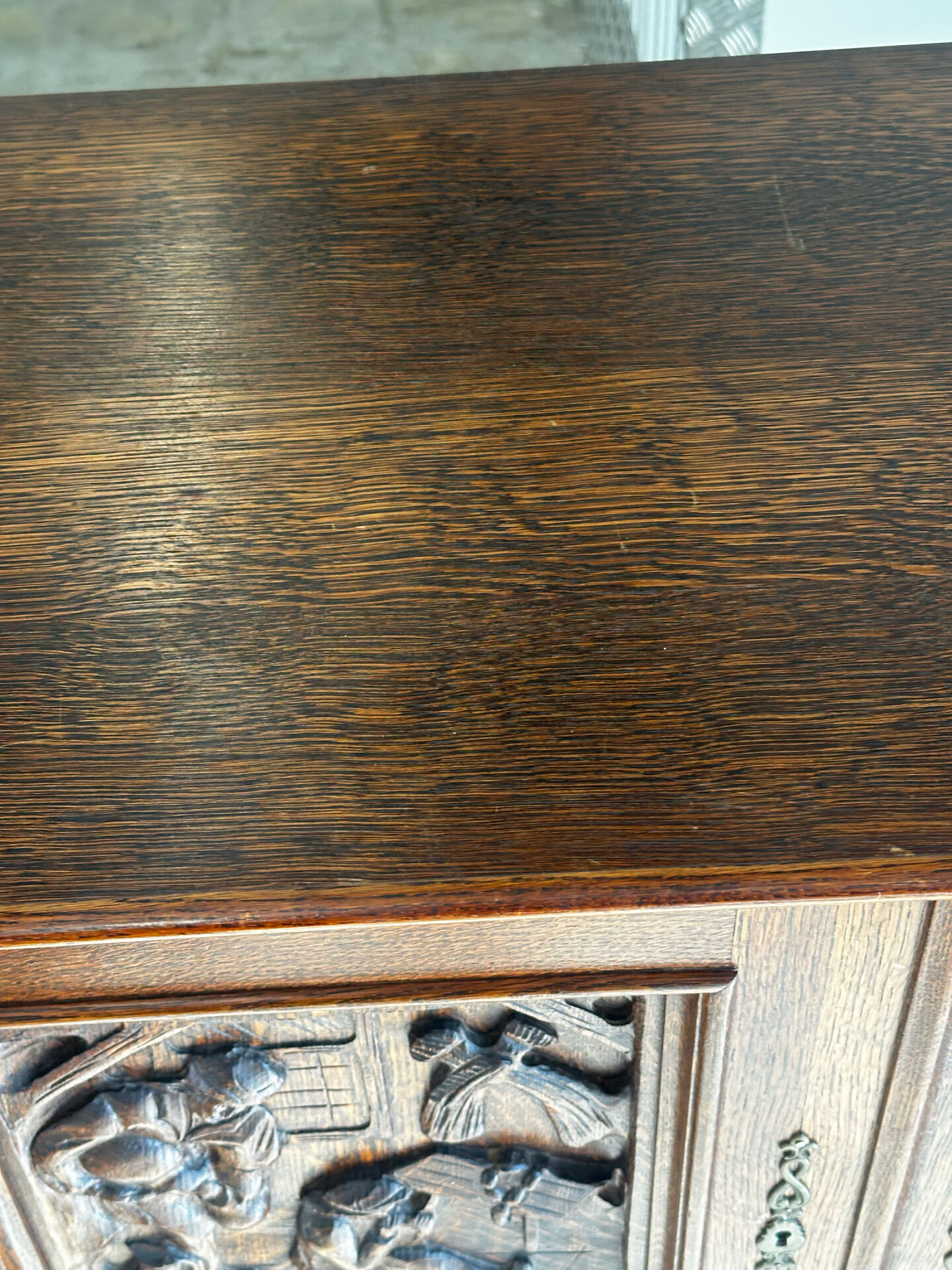 Large carved oak buffet in neo-Renaissance style, mid-20th century.