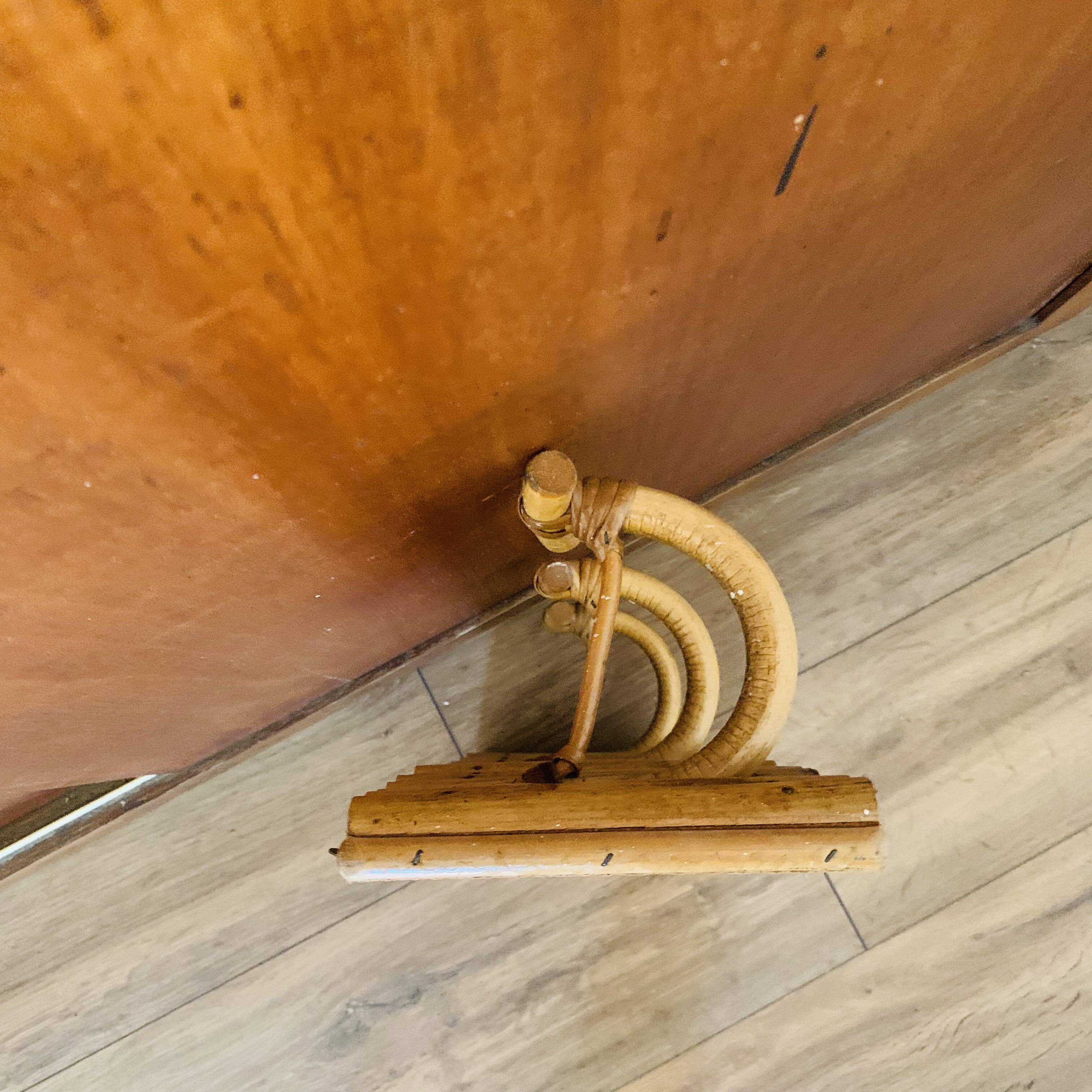 Vintage rattan coat rack