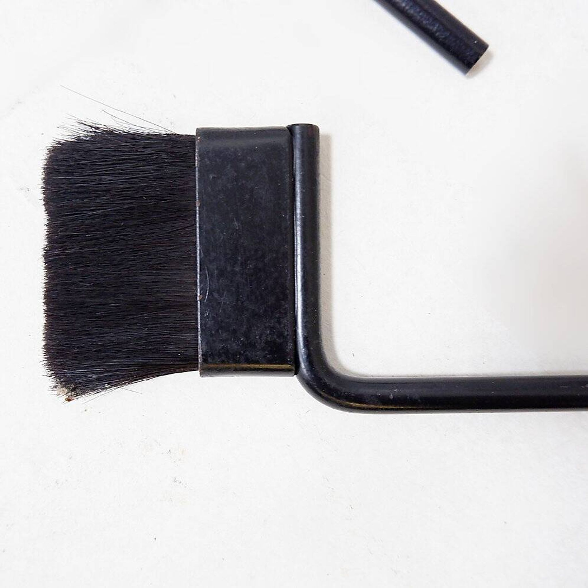 Minimalist black metal fireplace accessory set 'Mace-Line' by Ann Maes - 1970s