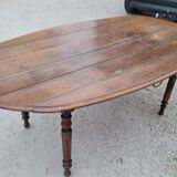 Burgundian oval farm table in 19th century solid oak with shutters - 1m93
