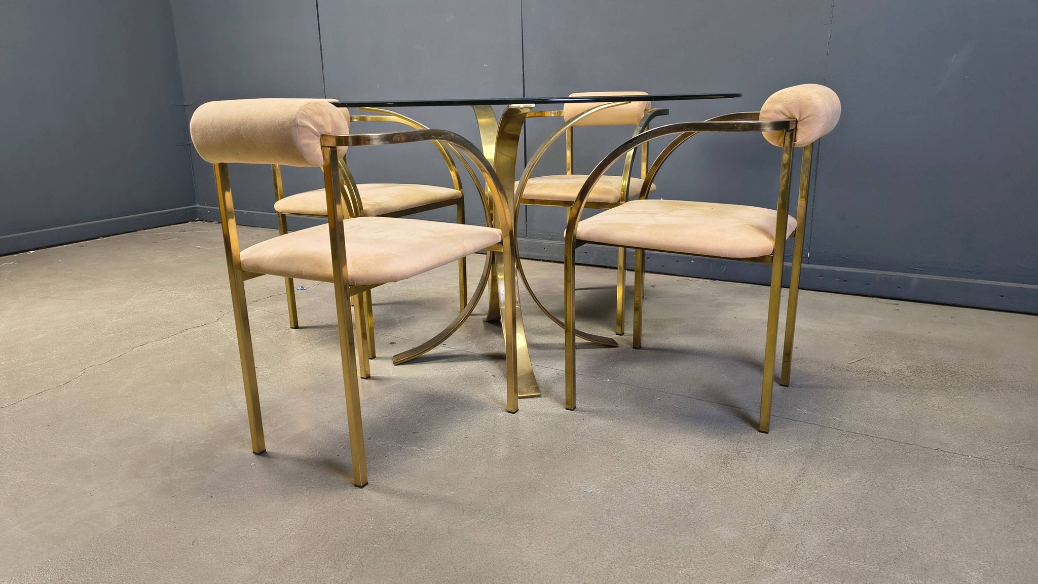 Vintage brass dining set by Belgochrom, 1970s