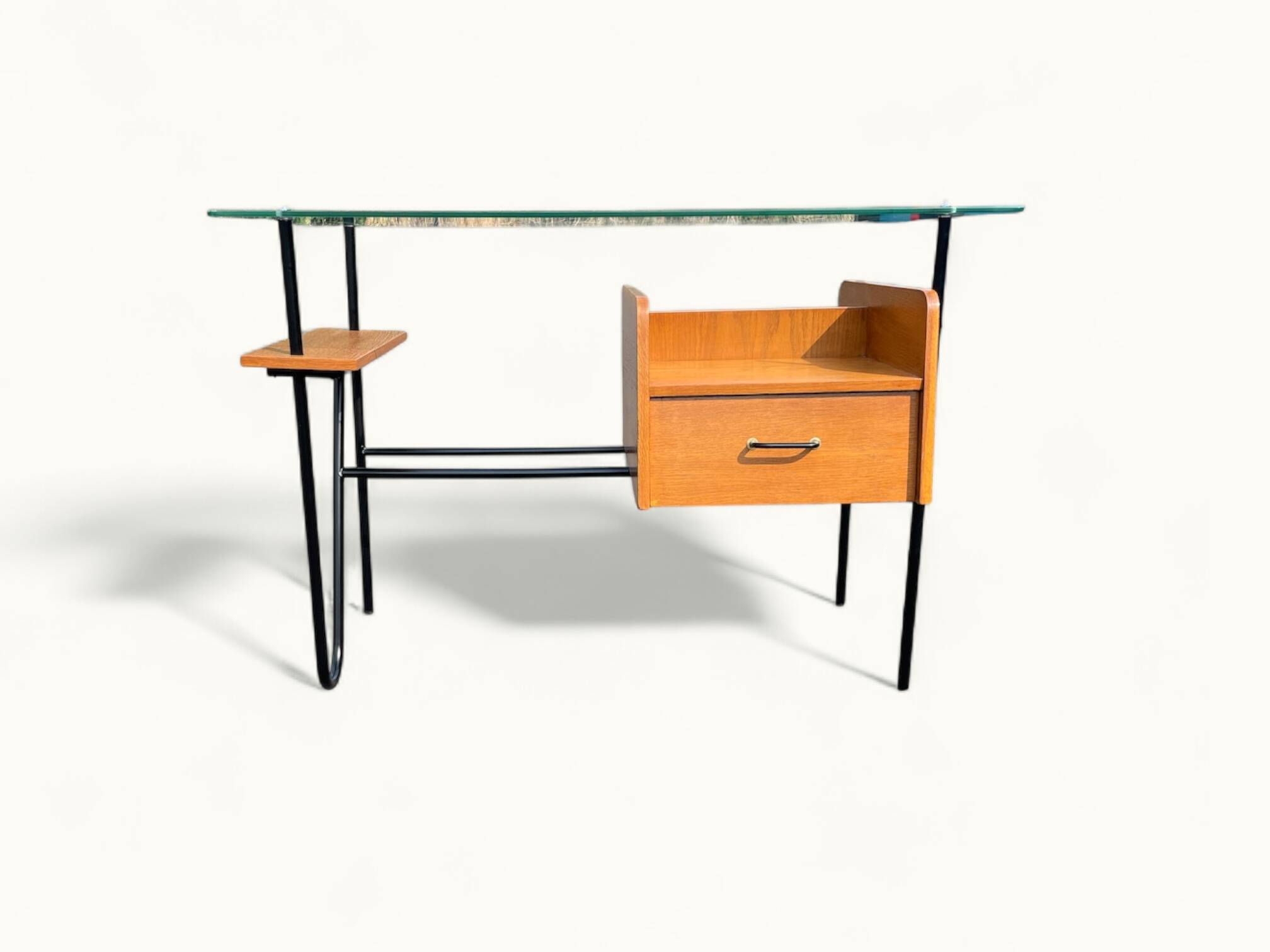 Modernist office – Azzano Frères – designed by Jacques Hitier – Oak, glass and felt