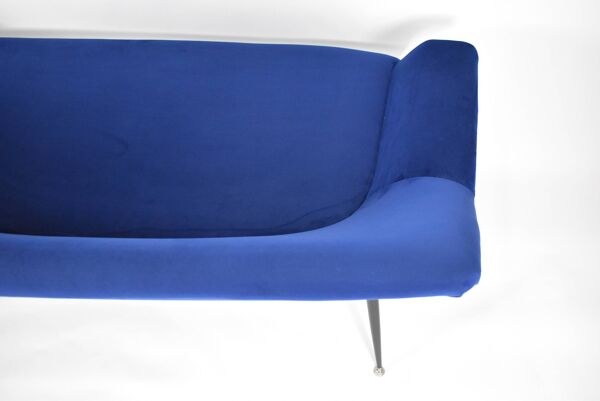 Canapé vintage deux places, république démocratique allemande, 1960, bleu marine, velours