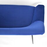 Two-seater vintage sofa, german democratic republic, 1960, navy blue, velvet