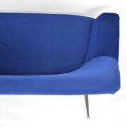 Two-seater vintage sofa, german democratic republic, 1960, navy blue, velvet