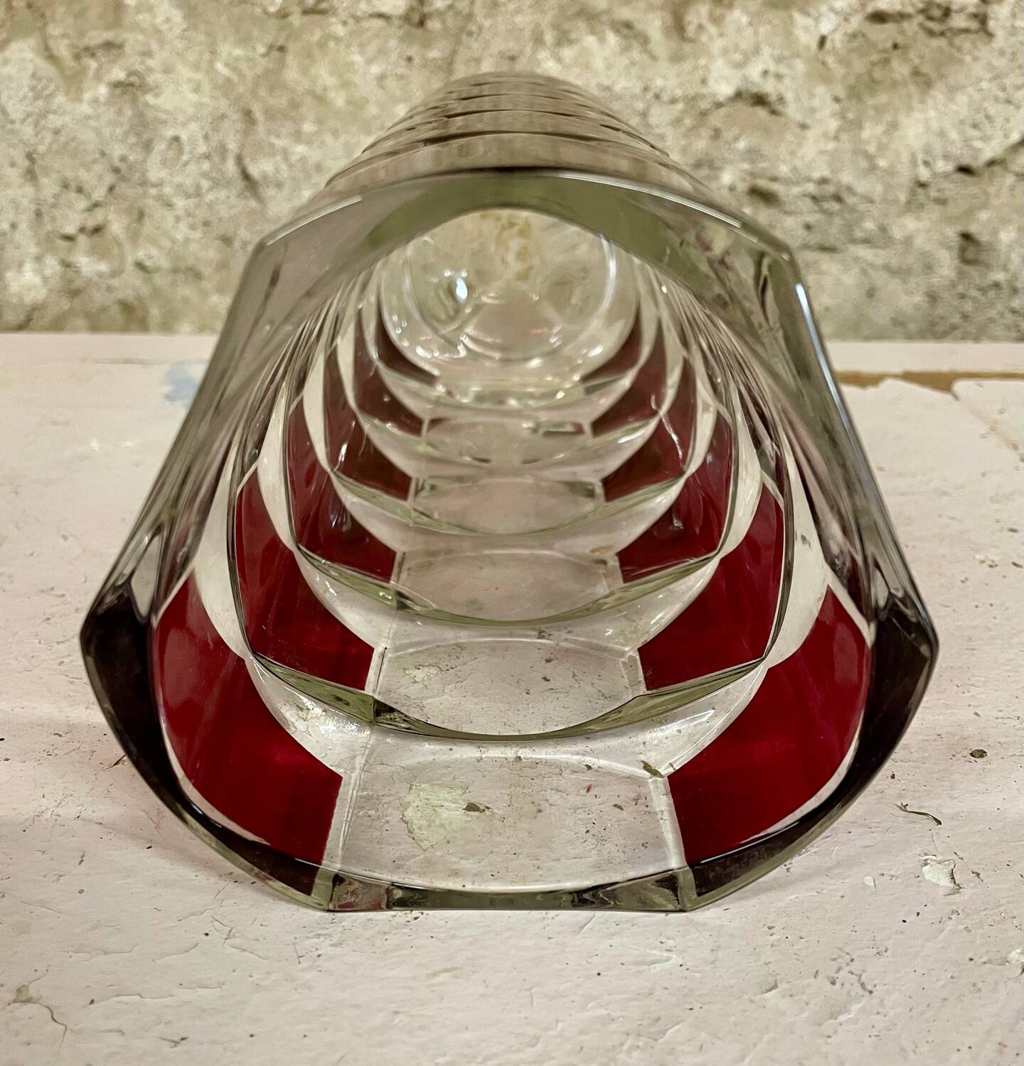 3 vases in clear and ruby red crystal – J.G. Durand, Luminarc