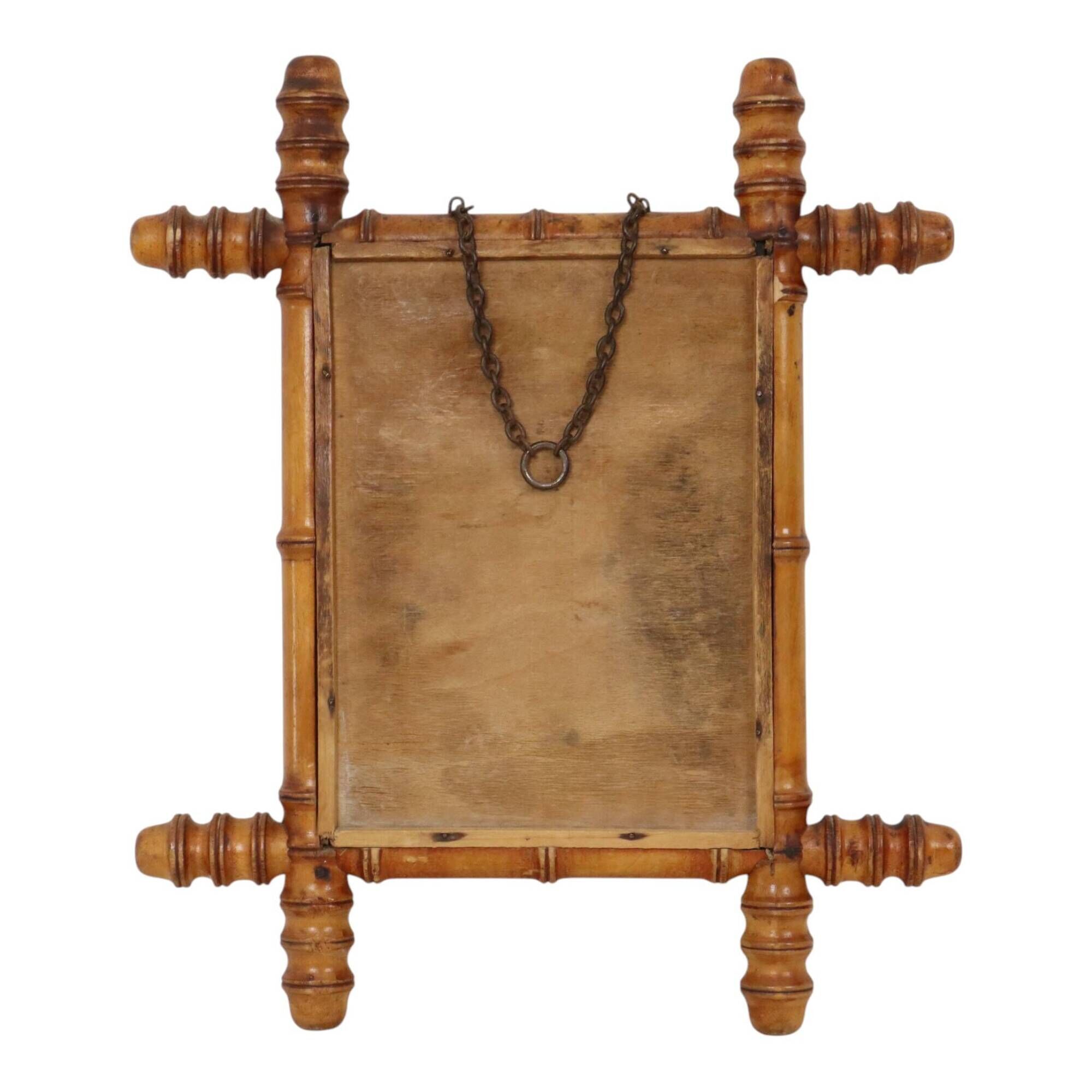 Antique Wooden Faux Bamboo Chinoiserie Mirror 40x34cm
