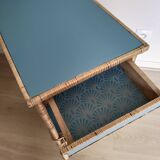 Vintage rattan rolling table