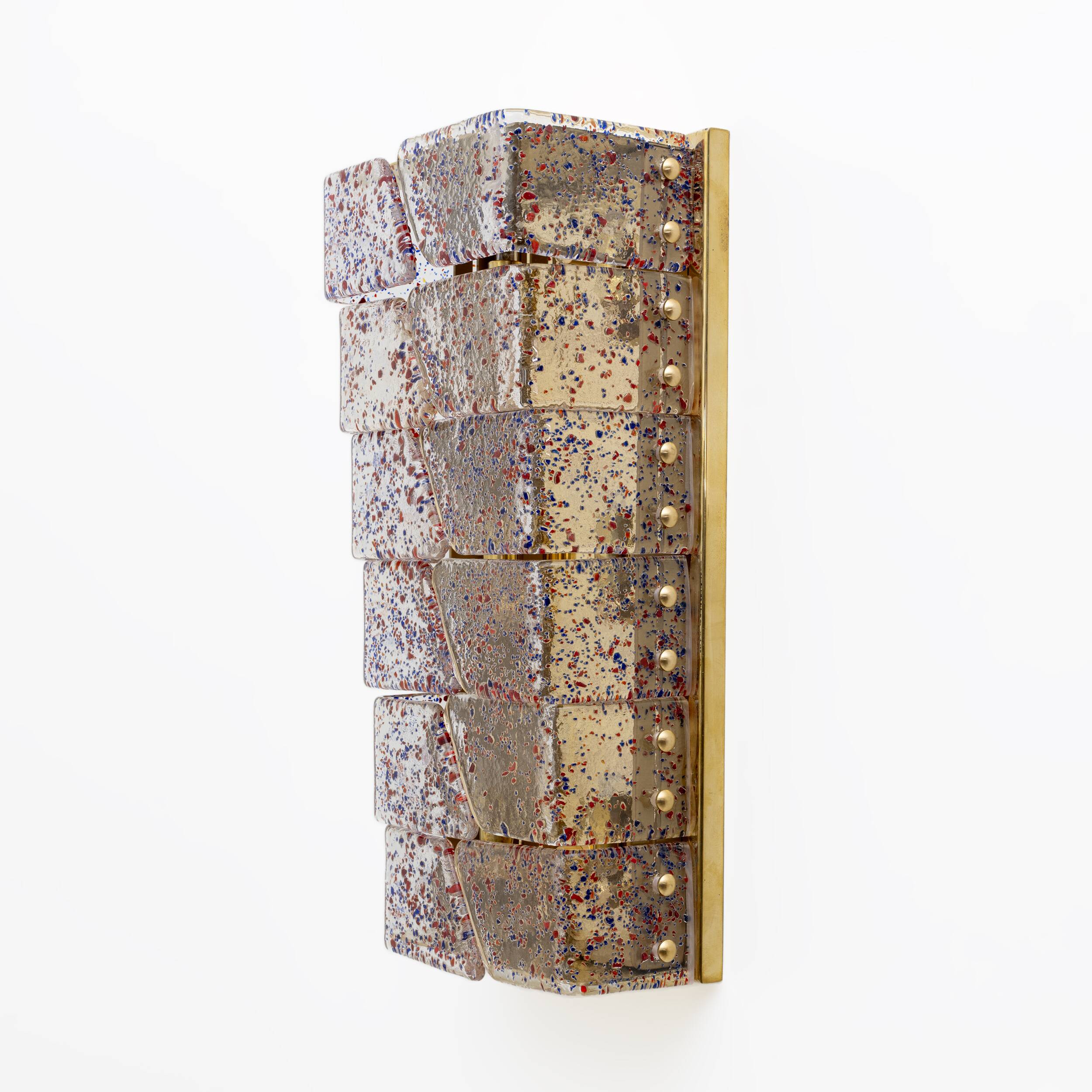 Pair of Mid-century Modern Style Italian Murano Glass and Brass Sconces