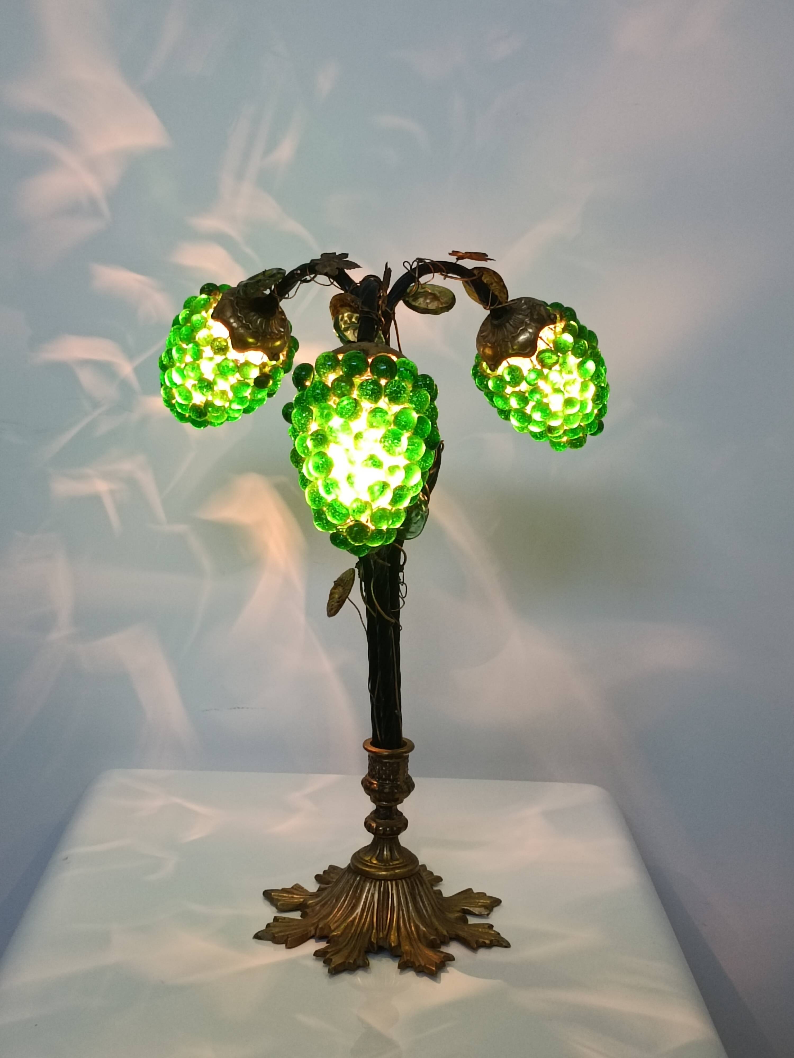 Lampe sculpturale Grappe de raisins verre de Murano 1960s