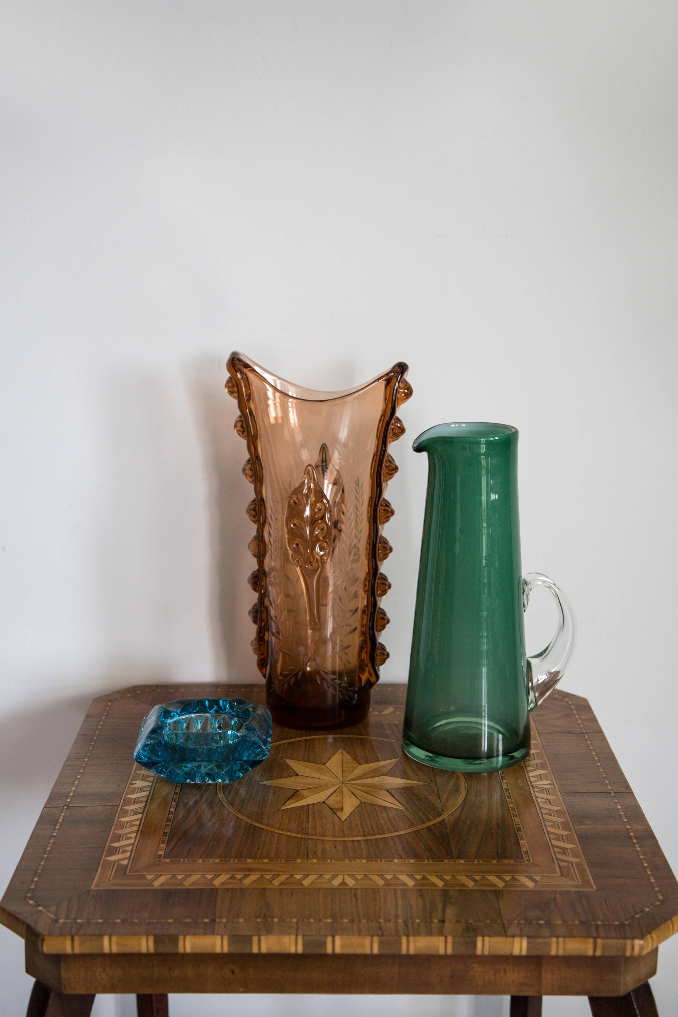 Vintage artistic vase in solid orange glass from Tarnowiec, Europe, 1970s.