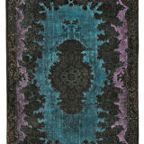 Handmade carved anatolian 1970s 187 cm x 288 cm brown rug