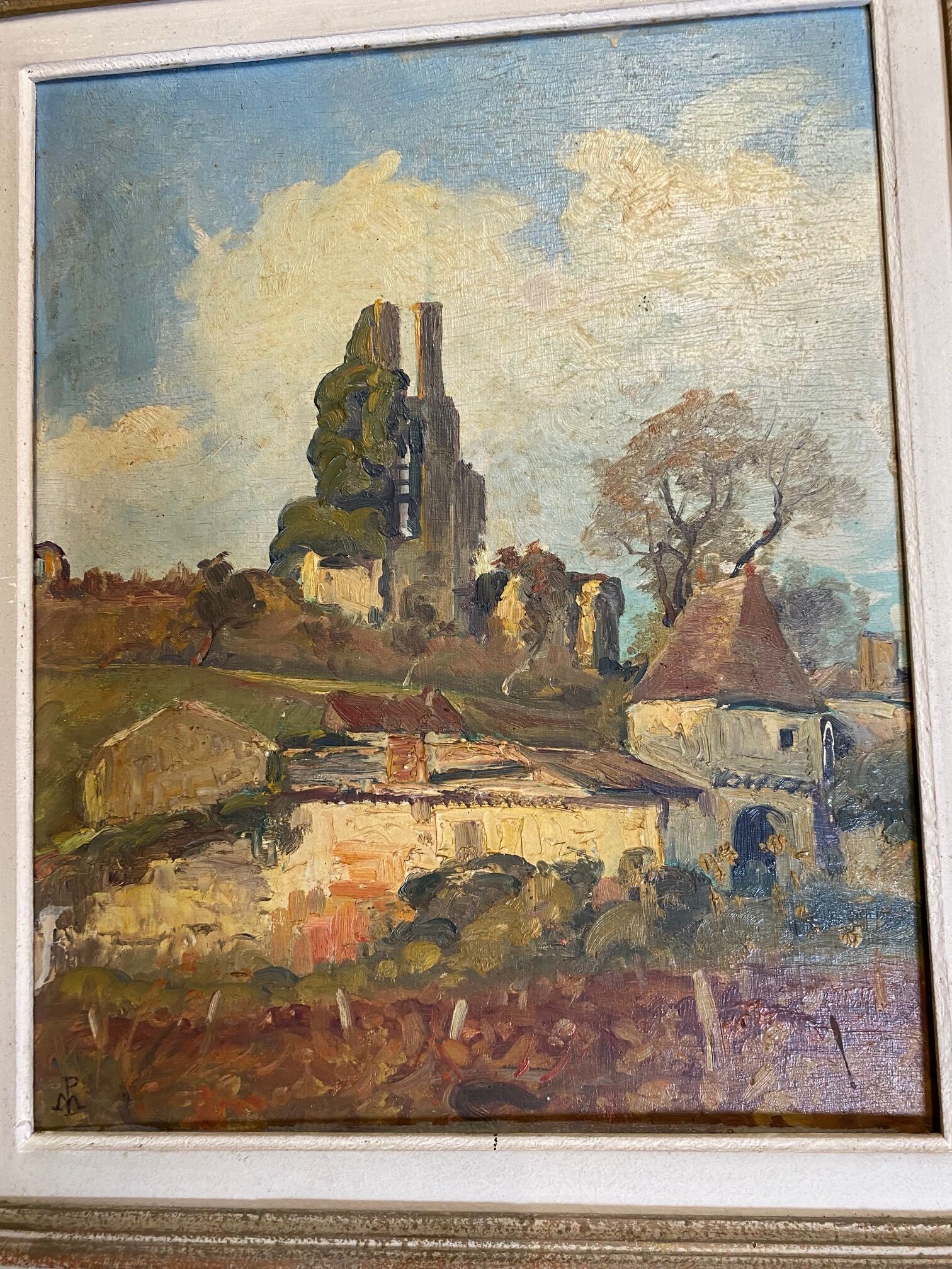 Basque farmhouse oil painting signed marcel poissonnié early twentieth with frame