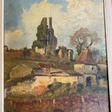 Basque farmhouse oil painting signed marcel poissonnié early twentieth with frame