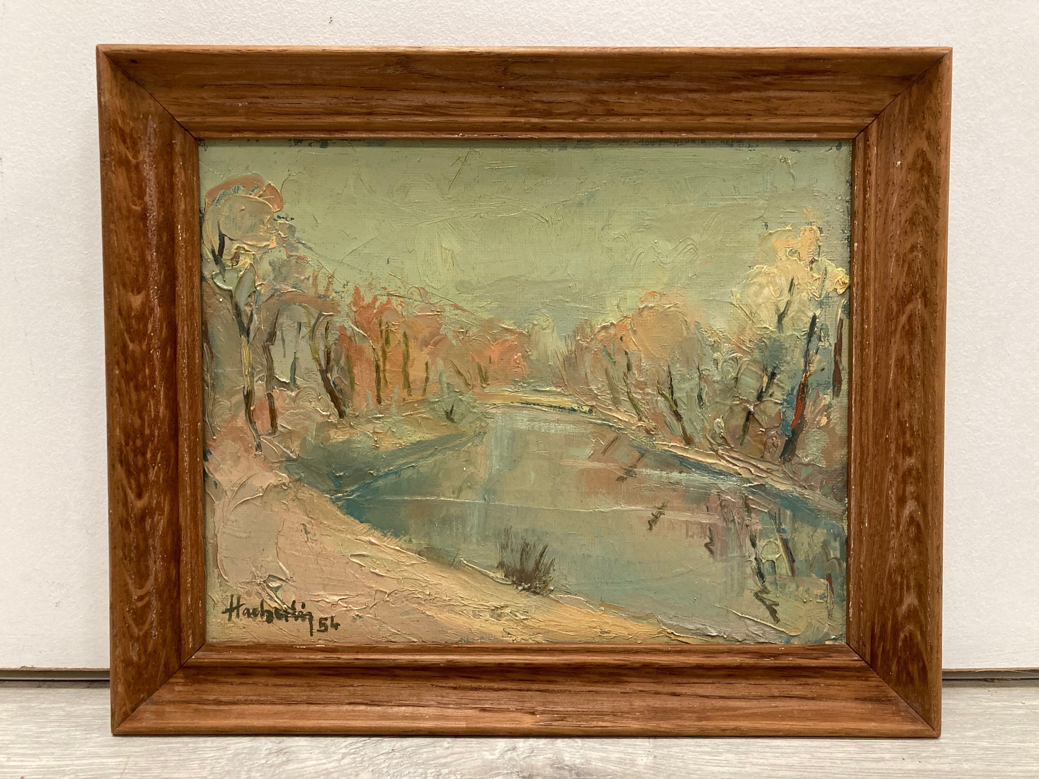 Oil on framed cardboard