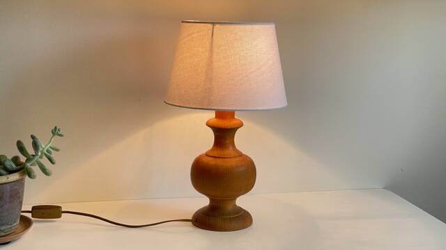 Vintage turned wooden lamp
