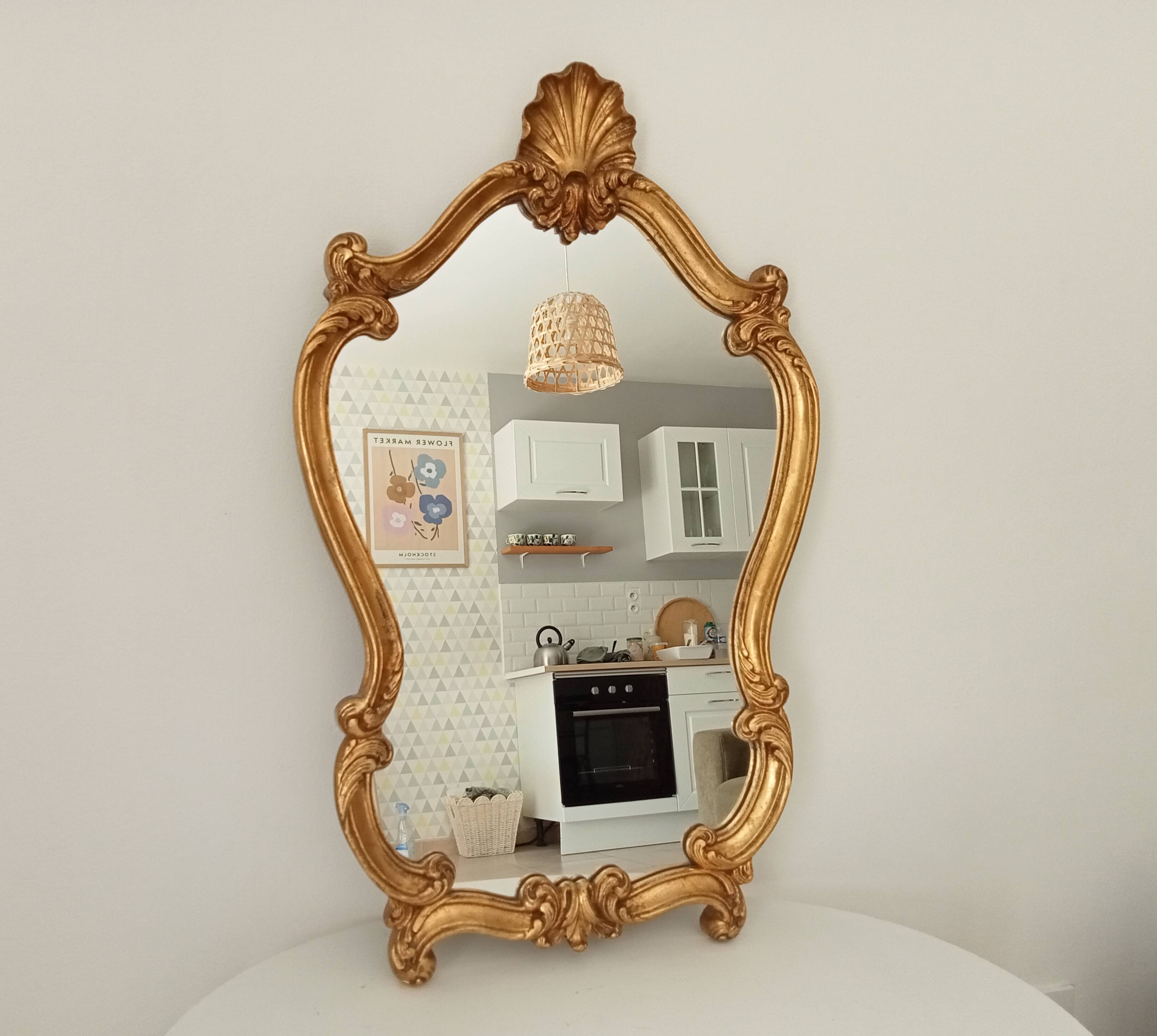 Antique baroque rococo mirror in gilded wood 77*47 cm