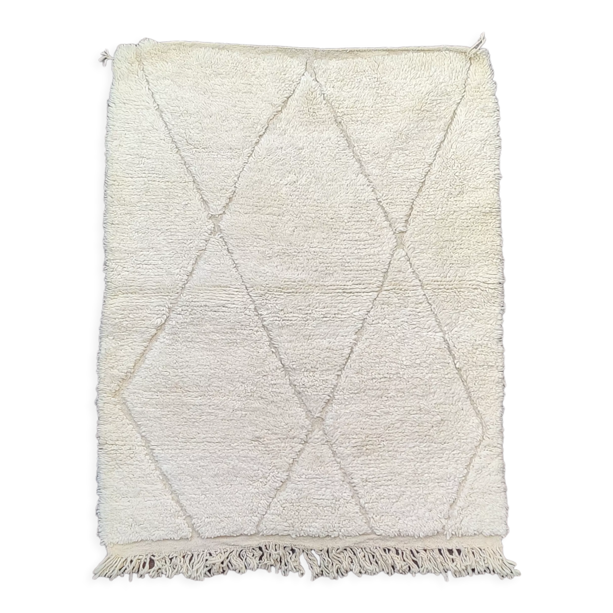Tapis berbère blanc shaggy 110x145 cm
