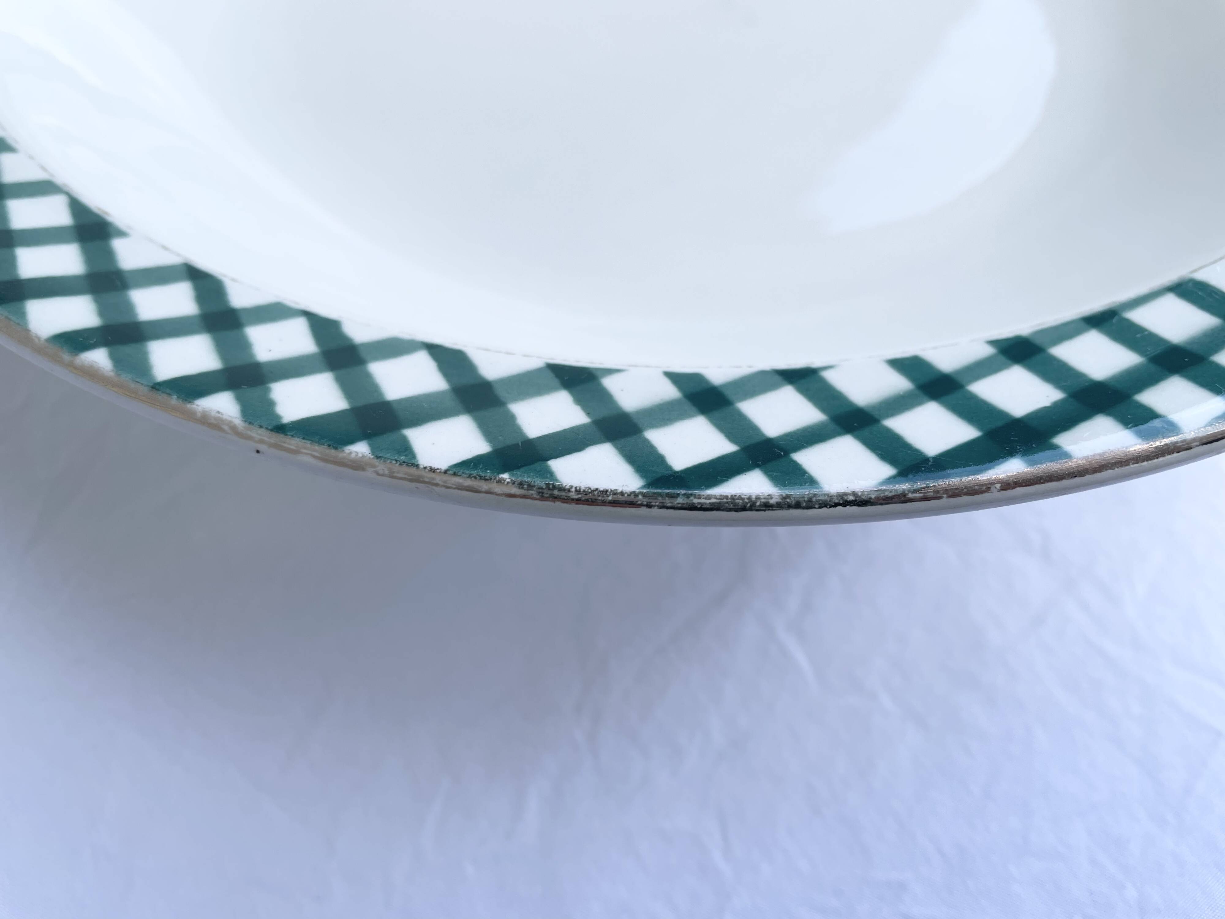Serving dish Digoin & Sarreguemines "Scottish" pine green and gold years