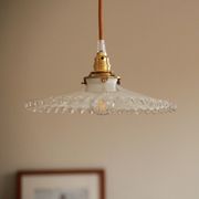 Hanging lamp opaline undulating old lampshade white glass