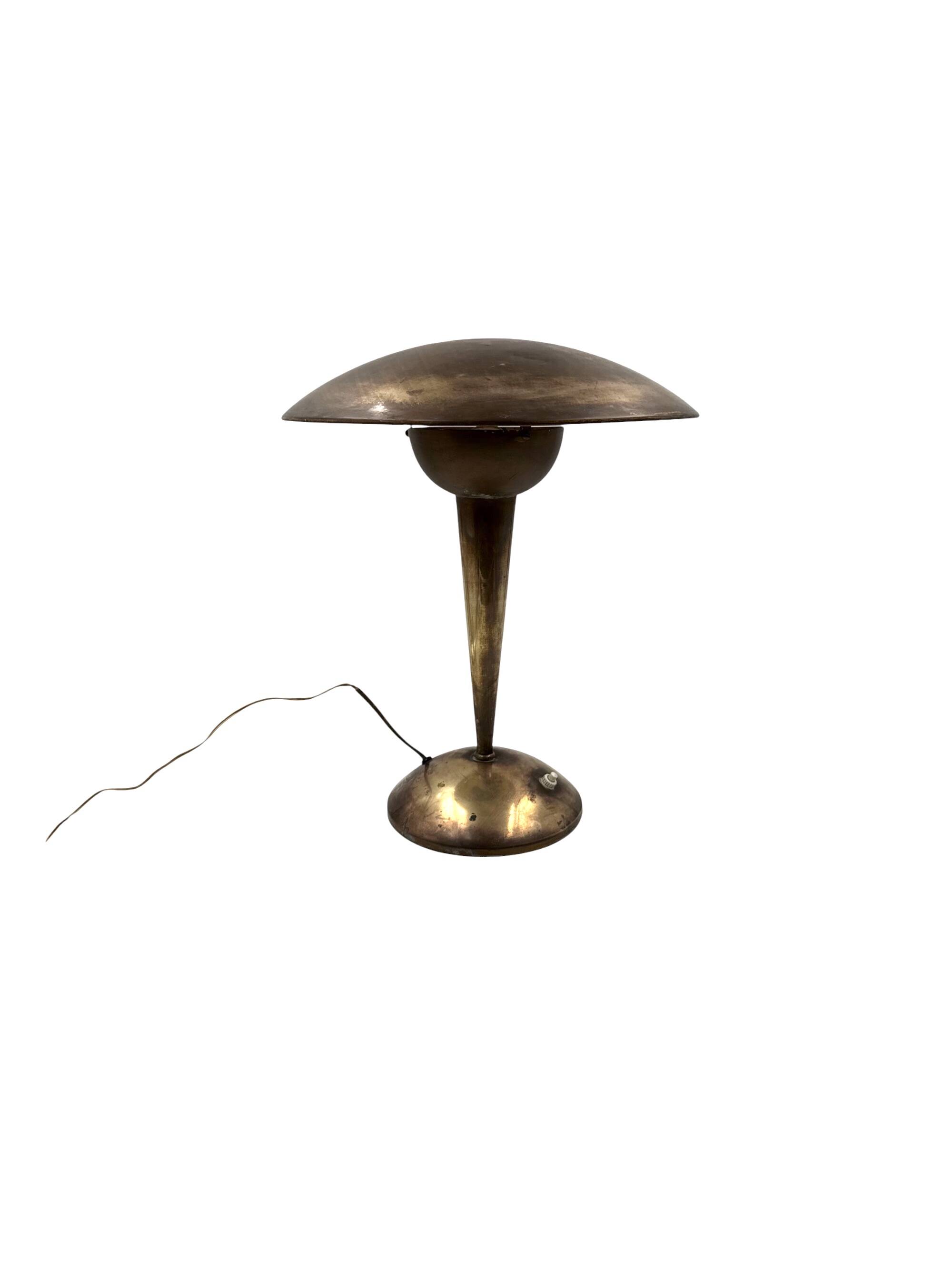 Mid-century modern brass adjustable table lamp, Italy circa 1950