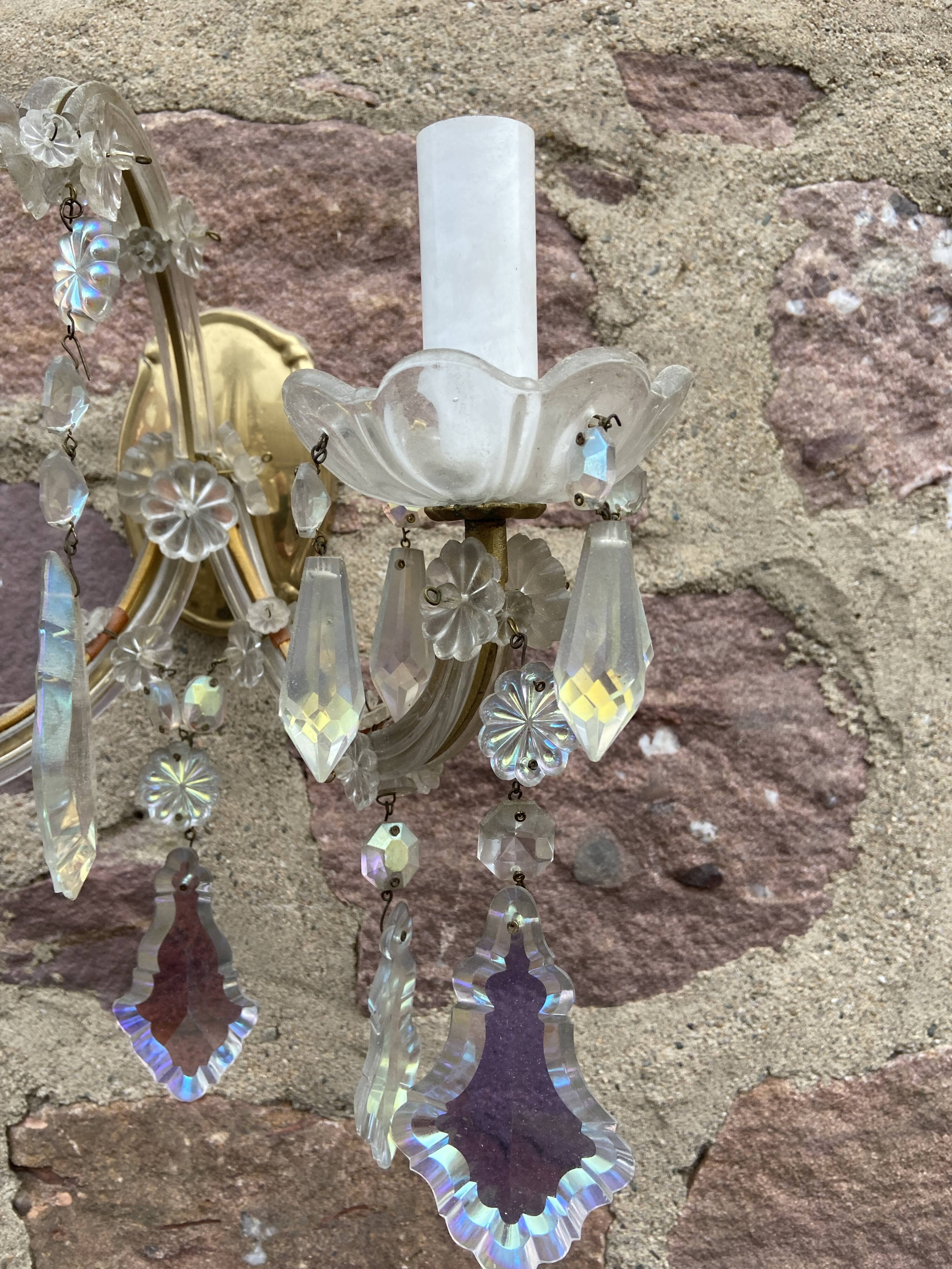 2 Venetian crystal sconces wall lights Marie-Thérèse old rococo