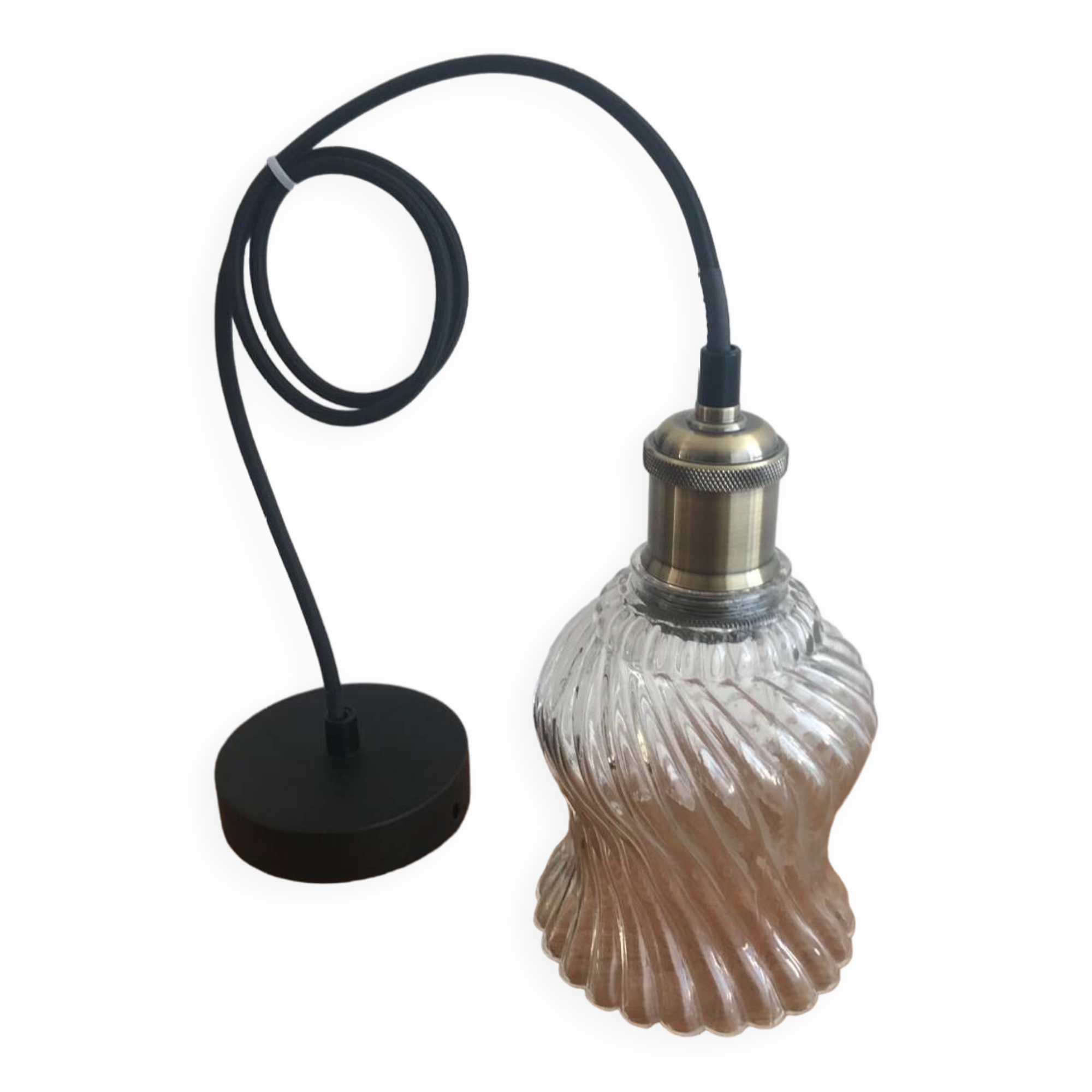 Pendant Light With Vintage Twisted Glass Globe Electrical System New