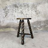 Tabouret vintage tripode bois massif