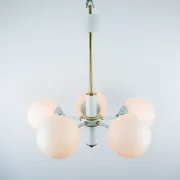 Vintage White 1970s Sputnik Chandelier – Mid-Century Modern Ceiling Light