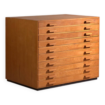 Antique plan cabinet made of beech wood – Slovakia, circa 1960