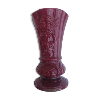 Enamelled cast iron vase, vintage
