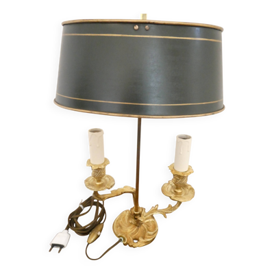 Lampe bouillotte style Louis XV Rocaille en bronze doré 2 bras de lumière